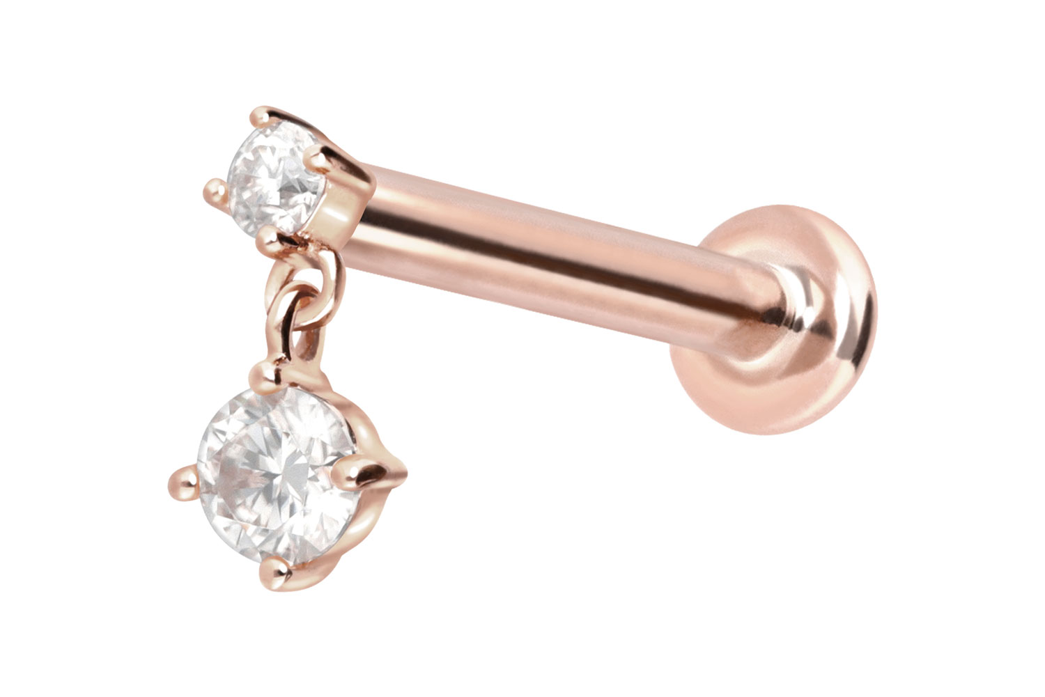 14 Karat Gold Labret Piercing mit Innengewinde 2 MOISSANITE